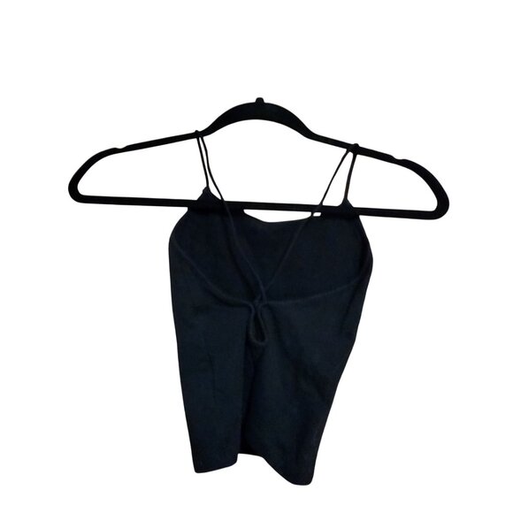 American Eagle Womens XS Black Spaghetti Strap Halter Crop Top - Picture 2 of 3